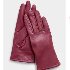 Pink fuchsia minimalist real leather gloves NWT